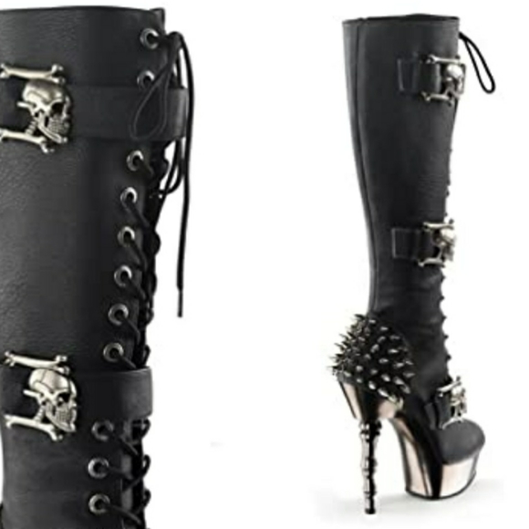 Demonia- Muerto black thigh high boots - Picture 2 of 5